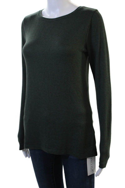 J Crew Women Basic Green Crew Neck Long Sleeve T-Shirt Size S