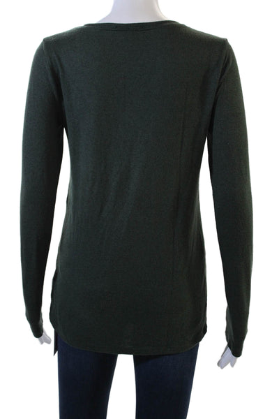 J Crew Women Basic Green Crew Neck Long Sleeve T-Shirt Size S
