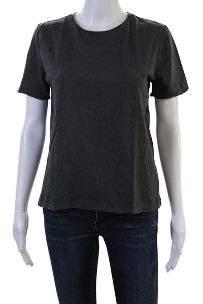 Zara Womens Basic Dark Gray Cotton Crew Neck T-Shirt Short Sleeve Size M