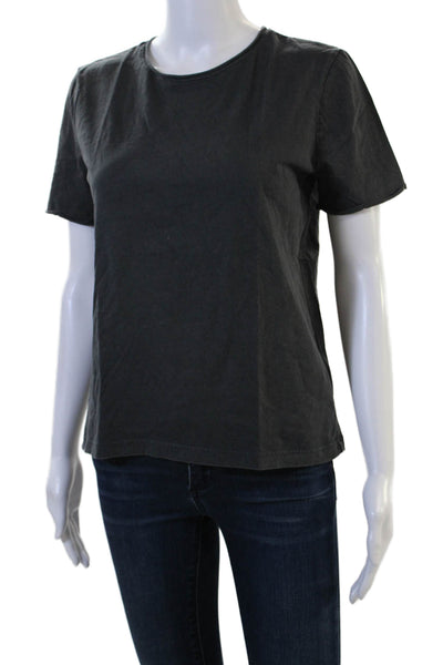 Zara Womens Basic Dark Gray Cotton Crew Neck T-Shirt Short Sleeve Size M
