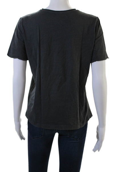 Zara Womens Basic Dark Gray Cotton Crew Neck T-Shirt Short Sleeve Size M