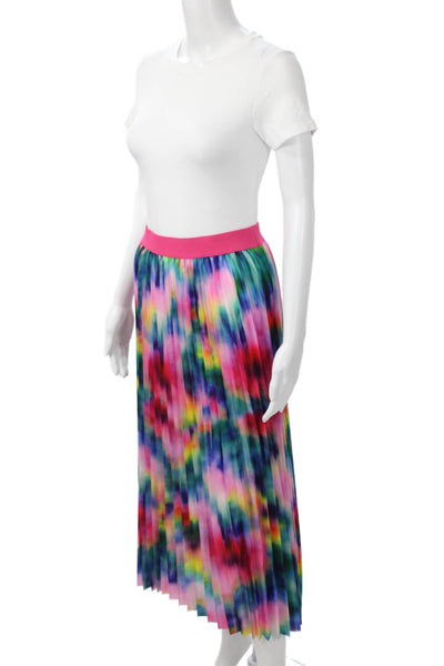 Le Superbe Women Pleated Maxi Skirt Multicolor Graphic Polyester Size S