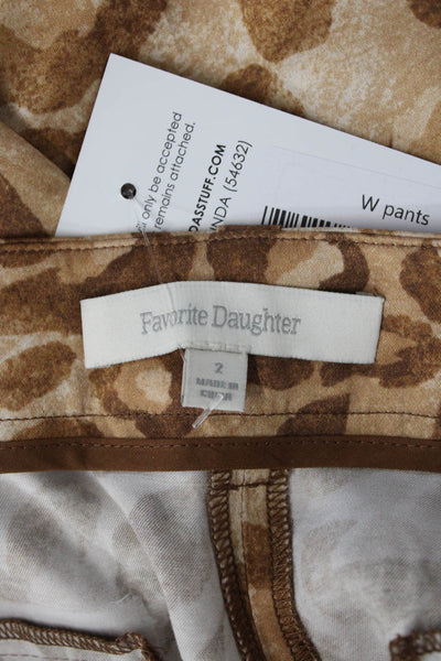 Favorite Daughter Women Dress Pants Beige Animal Print Button Size 2