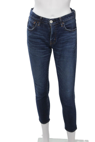 Moussy Womens Dark Blue Cropped Skinny Ankle Denim Jeans Mid Rise Size 26