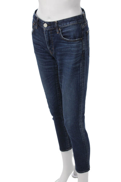 Moussy Womens Dark Blue Cropped Skinny Ankle Denim Jeans Mid Rise Size 26