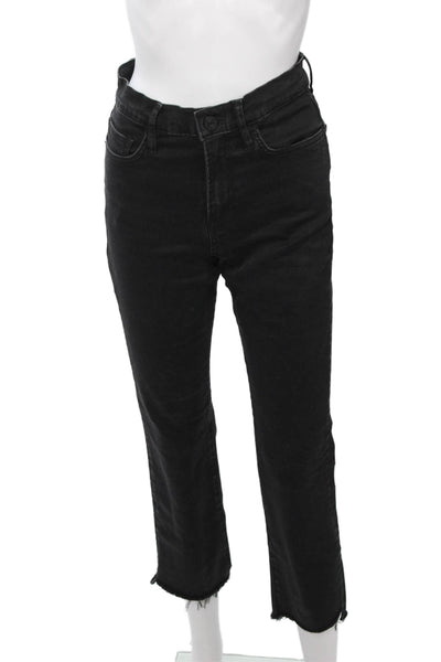 Frame Womens Ankle Cropped Black High Rise Denim Jeans Button Size 27