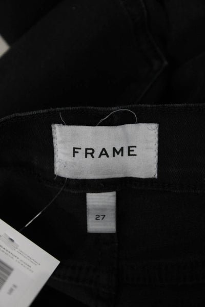 Frame Womens Ankle Cropped Black High Rise Denim Jeans Button Size 27