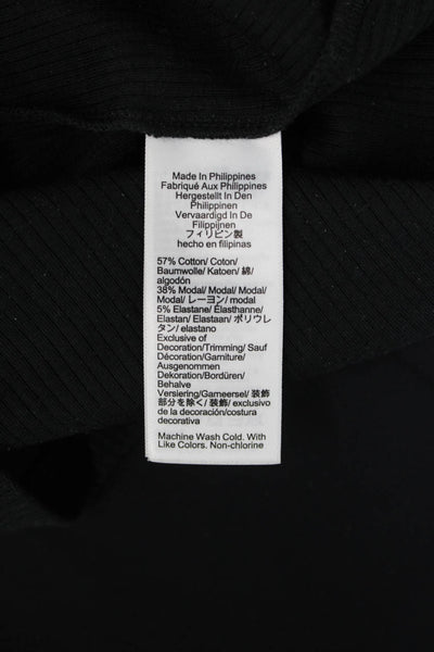J Crew Women Basic Tank Black Round Neck Cotton Modal Blend Size XS