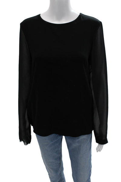 Rag & Bone Women Black Basic Long Sleeve Round Neck Blouse Polyester Size M