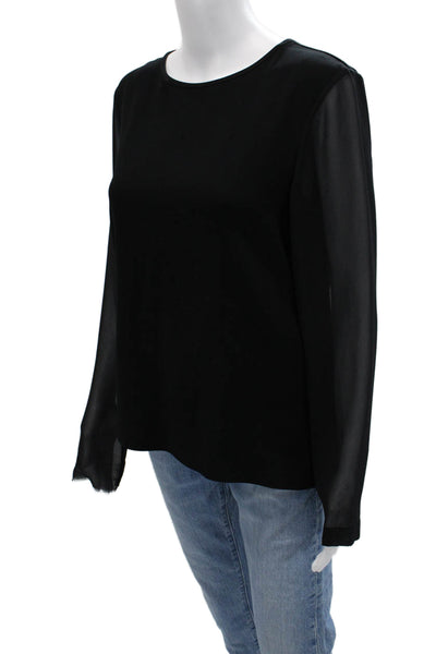 Rag & Bone Women Black Basic Long Sleeve Round Neck Blouse Polyester Size M
