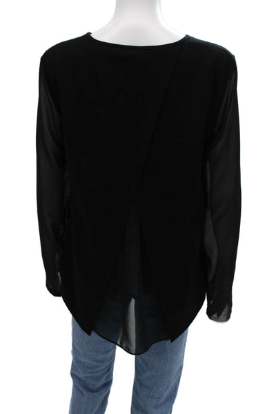 Rag & Bone Women Black Basic Long Sleeve Round Neck Blouse Polyester Size M