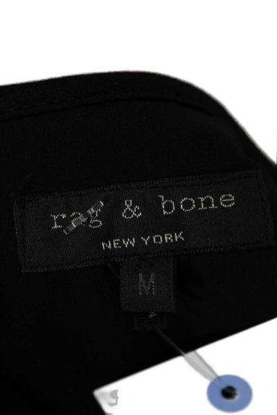 Rag & Bone Women Black Basic Long Sleeve Round Neck Blouse Polyester Size M