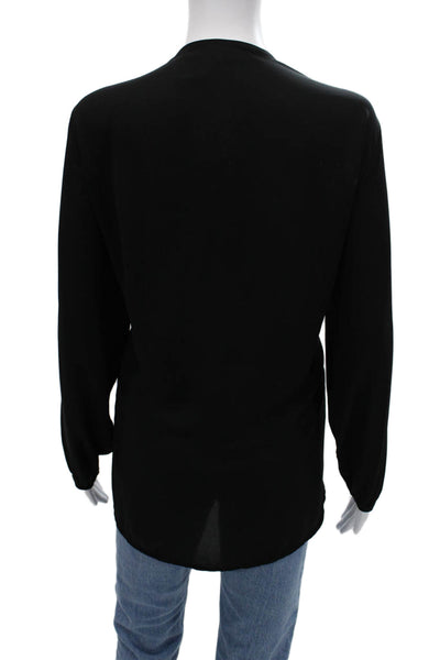 Casting Womens Black V Neck Long Sleeve Blouse 100% Polyester Classic Size 1