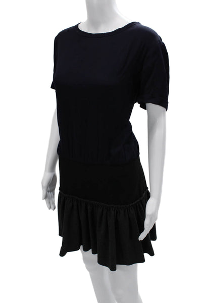 Maje Womens T-Shirt Dress Black Short Sleeve Round Neck Viscose Size 3