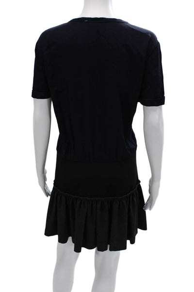 Maje Womens T-Shirt Dress Black Short Sleeve Round Neck Viscose Size 3