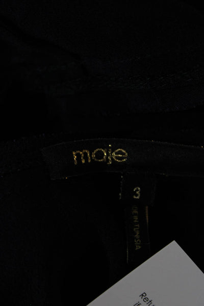 Maje Womens T-Shirt Dress Black Short Sleeve Round Neck Viscose Size 3
