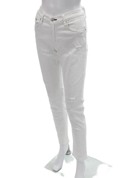 Rag & Bone Jean Womens Skinny Tapered Jeans White Low Rise Size 27