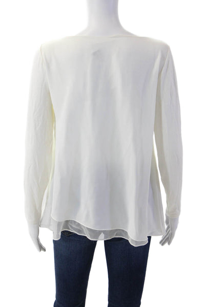 Lola & Sophie Women White Tunic Blouse Long Sleeve Round Neck Size S