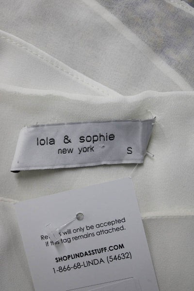 Lola & Sophie Women White Tunic Blouse Long Sleeve Round Neck Size S