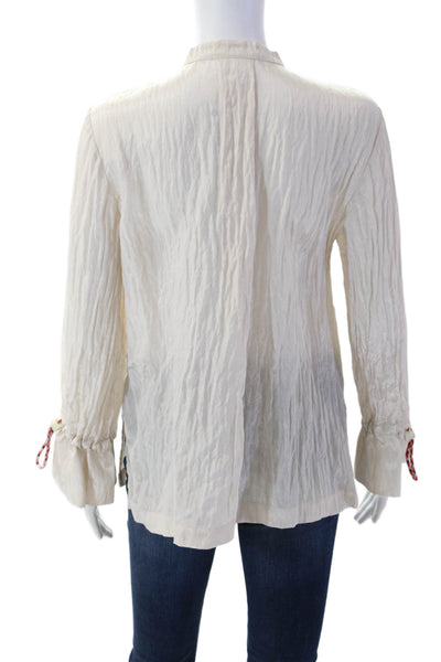 Baum Und Pferdgarten Womens Beige High Neck Button Blouse Long Sleeve Size 34