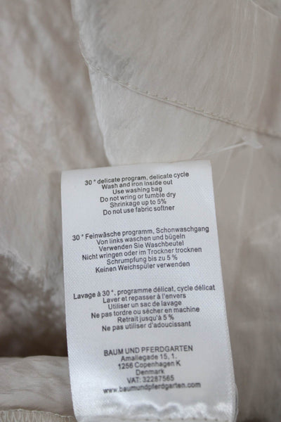 Baum Und Pferdgarten Womens Beige High Neck Button Blouse Long Sleeve Size 34