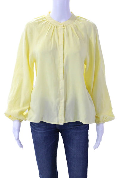Bella Dahl Women Yellow Button Up Long Sleeve Tencel Blouse Boho Size S