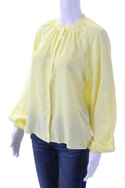 Bella Dahl Women Yellow Button Up Long Sleeve Tencel Blouse Boho Size S