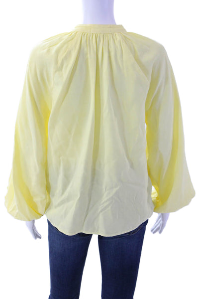 Bella Dahl Women Yellow Button Up Long Sleeve Tencel Blouse Boho Size S