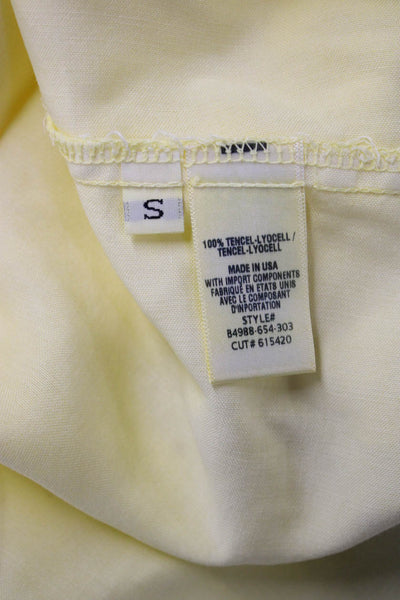 Bella Dahl Women Yellow Button Up Long Sleeve Tencel Blouse Boho Size S