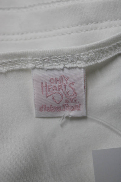 Only Hearts Womens Basic Long Sleeve White T-Shirt Size M