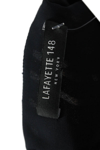 Lafayette 148 New York Women Tunic Black V-Neck 3/4 Sleeve Geometric Size S