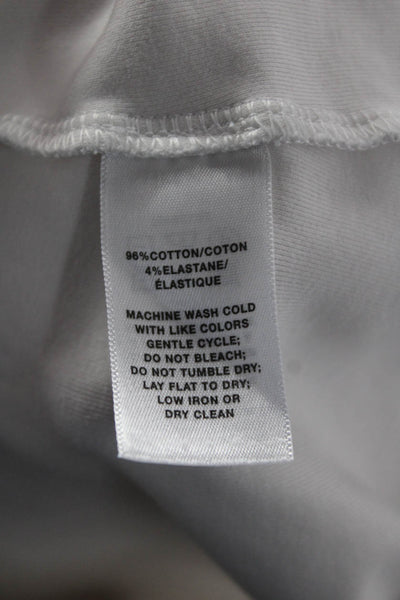 Lafayette 148 New York Womens Basic V-Neck 3/4 Sleeve White T-Shirt Size M