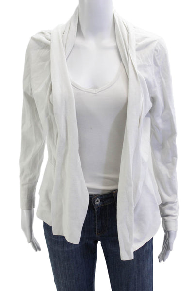 Lafayette 148 New York Womens White V-Neck Jersey Sweater Long Sleeve Size L