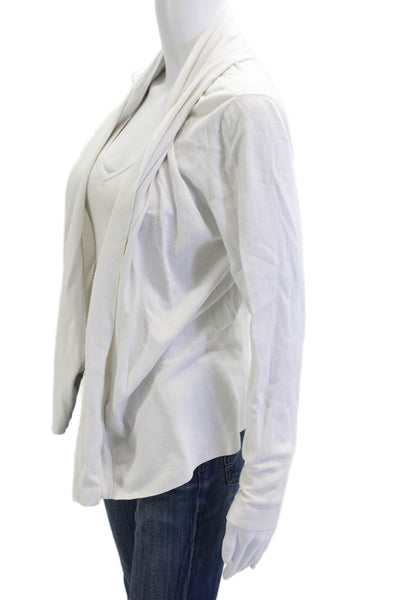 Lafayette 148 New York Womens White V-Neck Jersey Sweater Long Sleeve Size L
