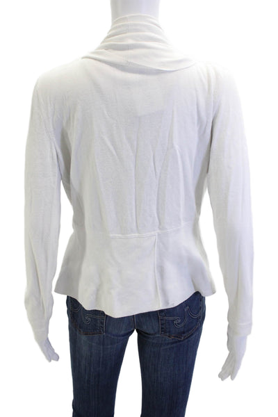 Lafayette 148 New York Womens White V-Neck Jersey Sweater Long Sleeve Size L