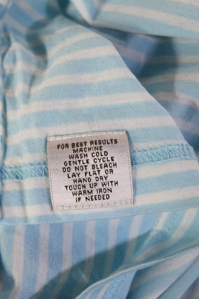Peter Millar Mens Light Blue Striped Cotton Short Sleeve Polo Big & Tall Size L