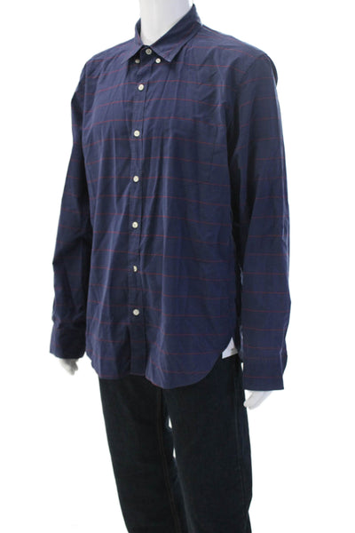 J Crew Men's Collared Long Sleeves Button Down Blue Striped Shirt Size XL