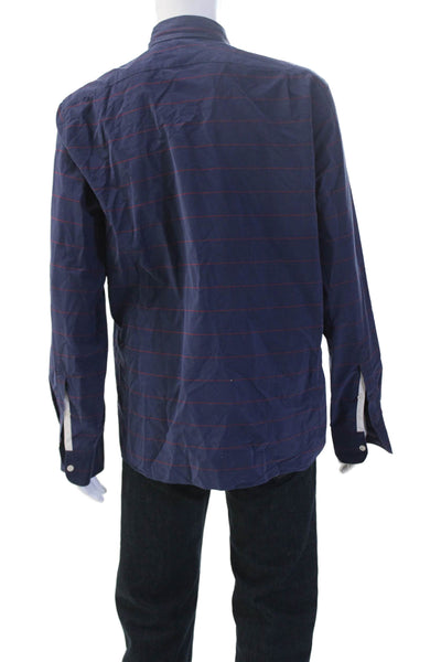 J Crew Men's Collared Long Sleeves Button Down Blue Striped Shirt Size XL