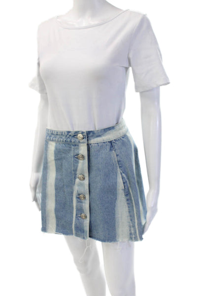 3x1 Womens Blue Denim A-Line Mini Skirt Striped Size S