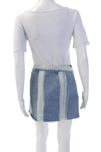 3x1 Womens Blue Denim A-Line Mini Skirt Striped Size S