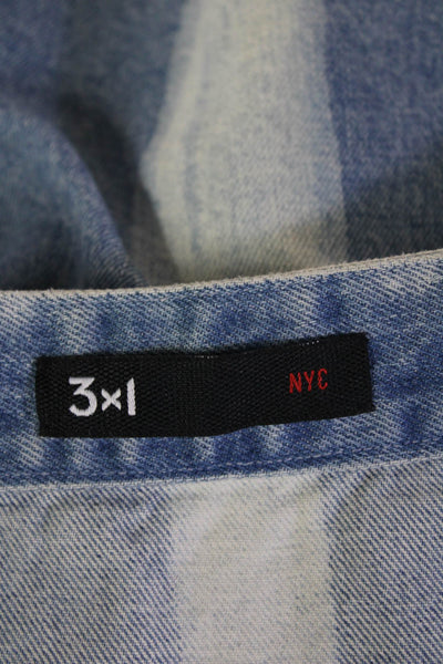 3x1 Womens Blue Denim A-Line Mini Skirt Striped Size S