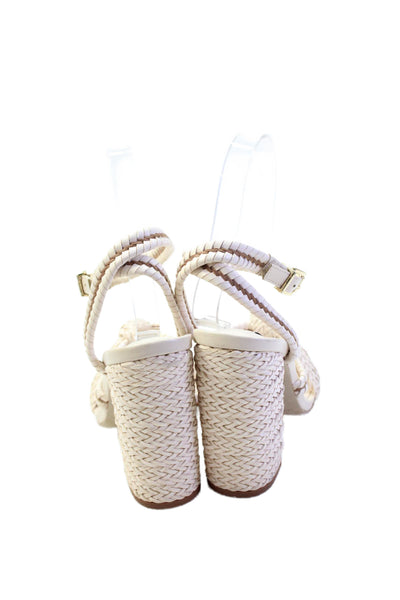 Steve Madden Womens Leather Braided Detail Open Toe Heels Beige Size 6
