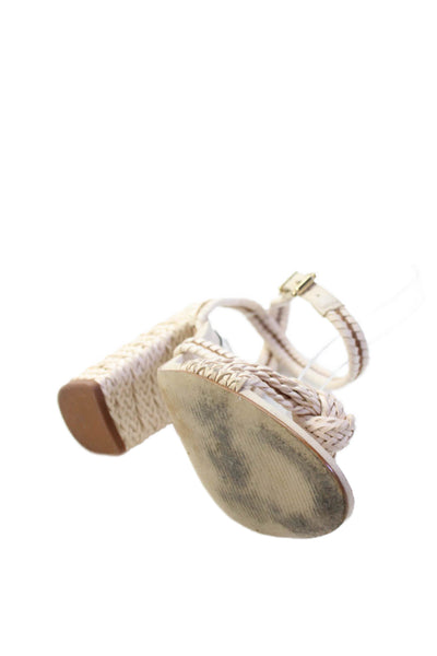 Steve Madden Womens Leather Braided Detail Open Toe Heels Beige Size 6