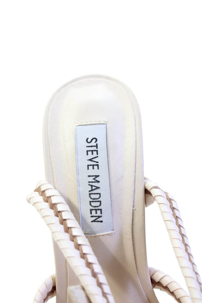 Steve Madden Womens Leather Braided Detail Open Toe Heels Beige Size 6