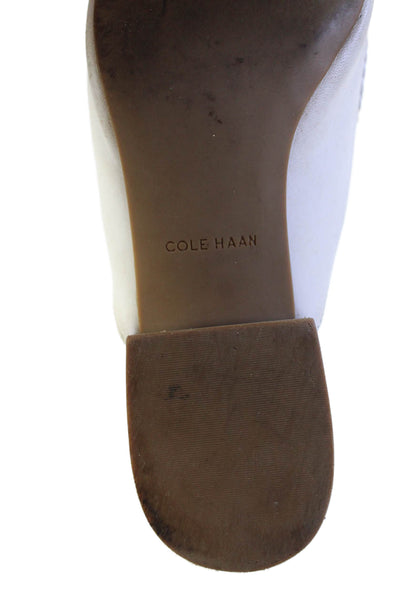 Cole Haan Grand.OS Womens Slip On Pointed Toe Leather Mules White Size 8
