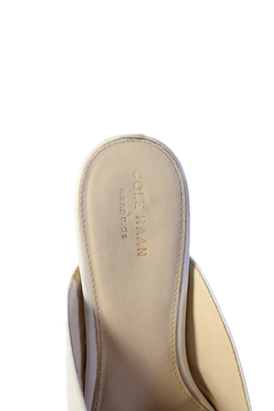Cole Haan Grand.OS Womens Slip On Pointed Toe Leather Mules White Size 8