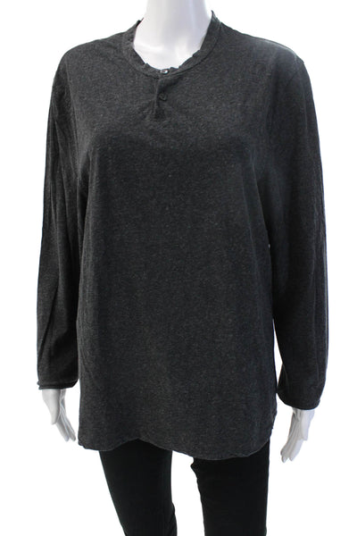 Standard James Perse Womens Dark Gray Long Sleeve Crew Neck T Shirt Size 2