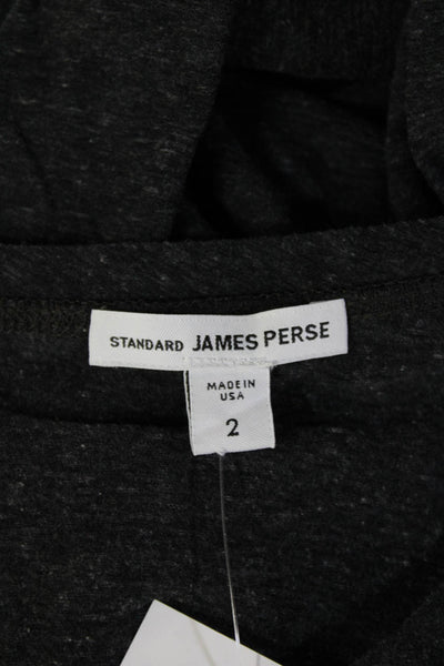 Standard James Perse Womens Dark Gray Long Sleeve Crew Neck T Shirt Size 2