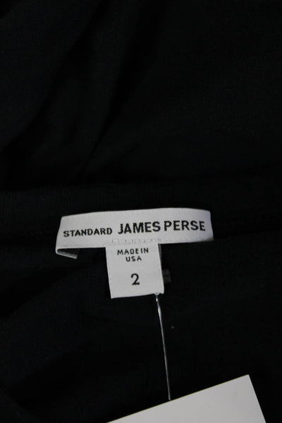 Standard James Perse Women Basic Tee Black Crewneck Long Sleeve Size 2