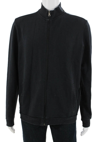 Boss Hugo Boss Mens Windbreaker Black Zip High Neck Cotton Blend Size XL